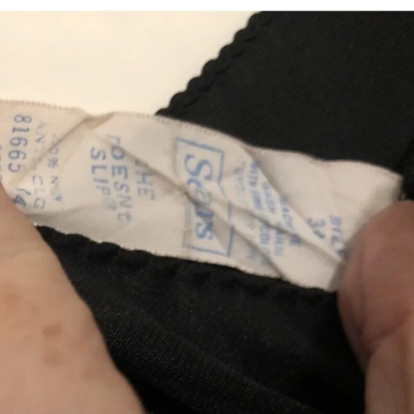 Vintage SEARS The Doesn’t Slip Nylon Black Full Slip Size 34 Average SHIPS FREE - Picture 6 of 6